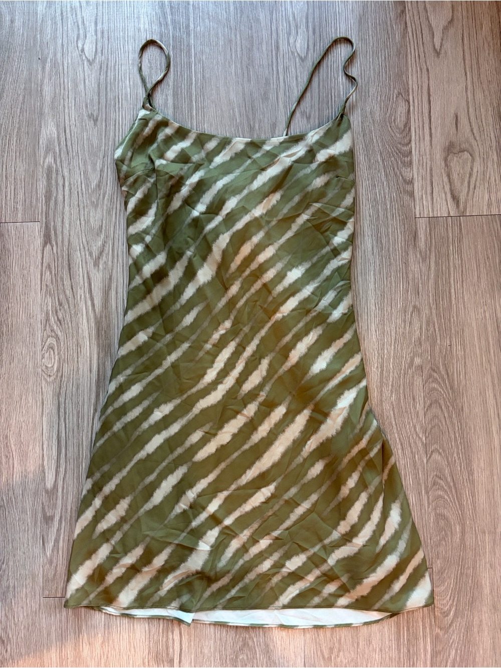 Abercrombie & Fitch Olive Zebra-Print Slip Dress